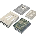 Vintage Hardcover Books With Decorative Covers And Classic Design Elements 3d model