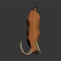 Low Poly Orange Goat Model With Curved Horns Against Gray Background And Shiny Reflection