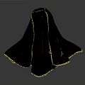 Woman Wearing Traditional Black Robe With Gold Trimmed Edges And Face Veil