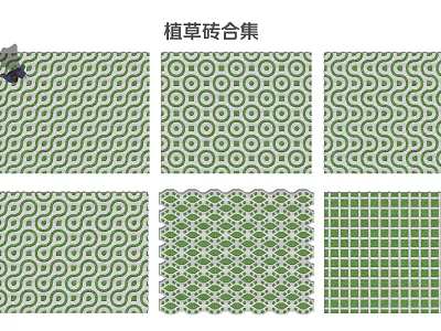 Grass Pattern Floor Tiles Collection With Various Design Styles And Patterns 3d model