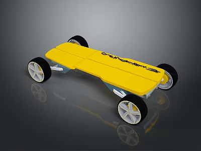 Stylish CARVER Yellow Four Wheel Scooter With Platform And Wheels 3d model