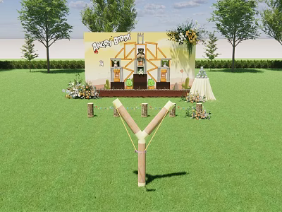 Modern amusement equipment game area 3d model