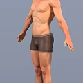 Shirtless Man Standing With Extended Arms Full Body Pose In Shorts