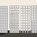 White Room Dividers With Geometric Patterns Square And Circular Designs For Interior Decor 3d model