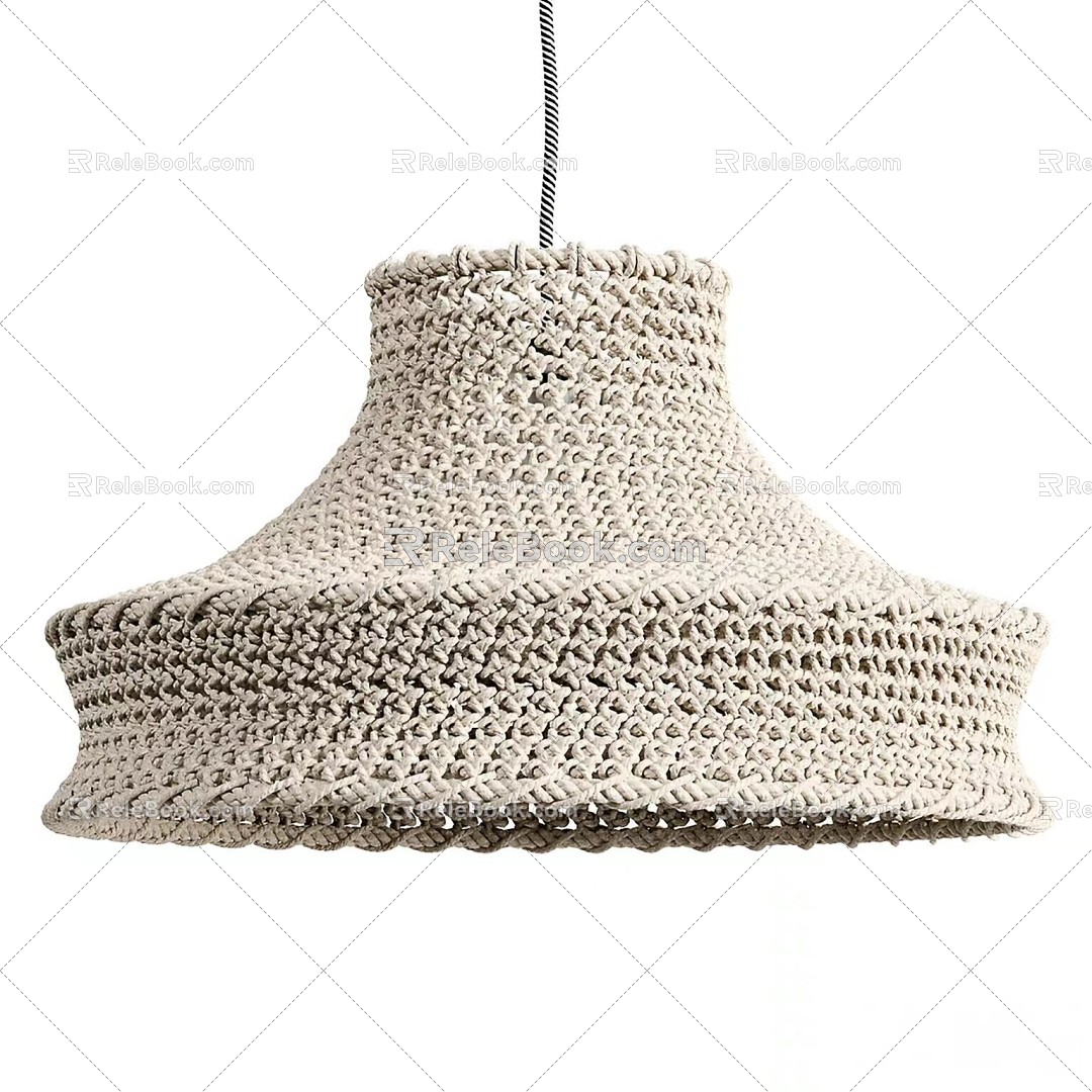 Woven White Rope Pendant Lampshade 3d model