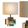 Elegant Modern Table Lamp With Brass Base And Marble Texture Fabric Lampshade 3d model