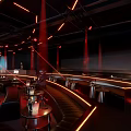 Modern Bar Interior Featuring Large Screen Displaying 9199 And Order Sign