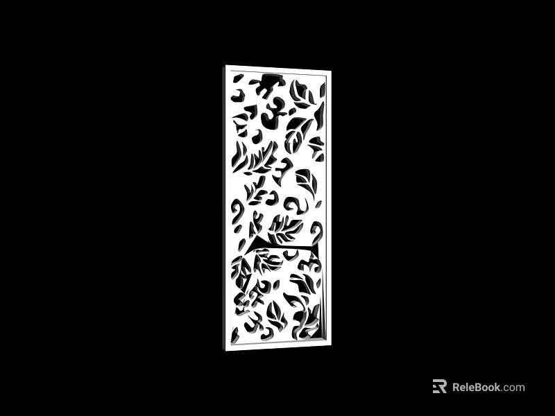White Decorative Partition For Home Decor With Intricate Floral Leaf Patterns 3d model 