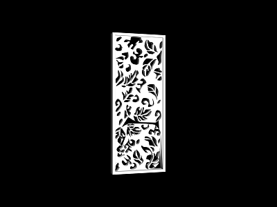 White Decorative Partition For Home Decor With Intricate Floral Leaf Patterns 3d model
