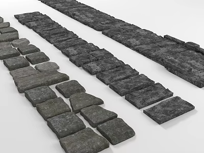 Road Infrastructure With Gray Interlocking Paving Stones in Various Patterns for Pathways 3d model