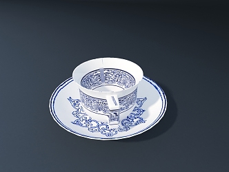 New Chinese-style Tableware Pottery Pot Blue and White Porcelain Vessel Sort Character Sort 3d model