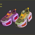 Colorful Casual Platform Shoes With Green Yellow Pink Accents And Stylish Design
