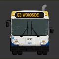 Modern City Bus with White Blue Yellow Geometric Patterns and Route 51 Woodside
