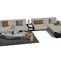 Light Luxury Sofa Coffee Table Combination 3d model