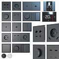 Black Electrical Switches and Sockets with Various Designs USB Ports and Digital