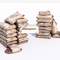 Multiple Stacks of Burlap Sandbags for Home Storage Solutions