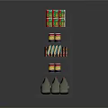 Organized Food Shelf Display With Canned Goods Bottled Condiments And Boxed Foods