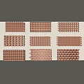 Interior Wall With Various Brown Grid Design Decorative Panels Arranged In Three Rows Three Columns 3d model