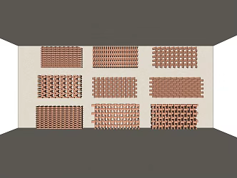 Modern Hollow Red Brick Wall Courtyard Landscape Wall Hollow Brick Partition Red Brick 3d model