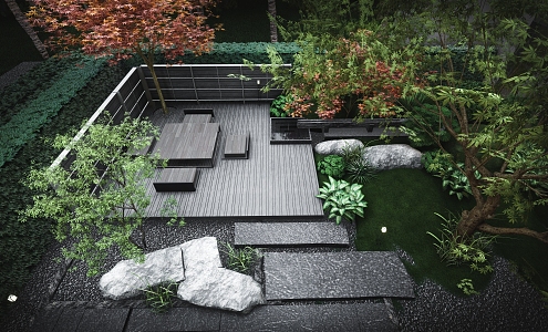 Modern Courtyard Garden 3d model