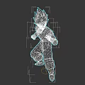 Game and Movie Character With Blonde Spiky Hair Orange Outfit Blue Shoes Fighting Stance