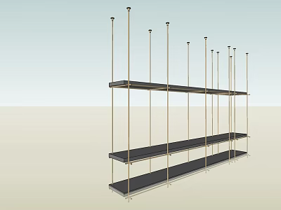 Modern Wall Mounted Cabinets With Metal Frame And Multiple Black Shelves 3d model