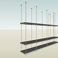 Modern Wall Mounted Cabinets With Metal Frame And Multiple Black Shelves