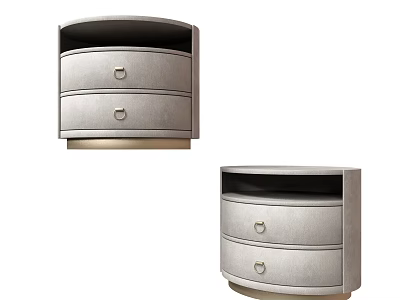 Modern Style Light Gray Bedside Tables With Two Drawers And Gold Base 3d model