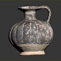 Vintage Handcrafted Earthenware Vase Sculpture Carving With Traditional Design And Handle