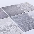 Square Rugs with Diverse Textured Patterns in Neutral Gray and White Tones 3d model