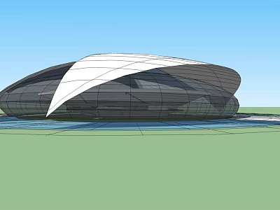 Modern Architectural Exterior With Streamlined Curved White Panels And Dark Glass 3d model