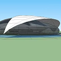 Modern Architectural Exterior With Streamlined Curved White Panels And Dark Glass