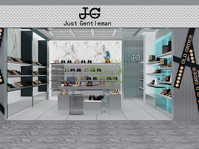 Just Gent Leaman Shoe Store Interior With Shelves And Counters Displaying Various Shoes 3d model