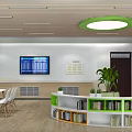 School Activity Room Interior With Bright Windows Tables Chairs Green Plants And Colorful Cushions
