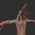 Scary Monster Game and Movie Character With Open Mouth Sharp Teeth and Bloody Arms