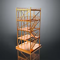 Golden Architectural Scaffolding Model With Multi Level Stairs And Platforms 3d model