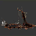 Ancient Spiked Wheeled War Chariot Weapon With Metal Structure And Decorative Spikes