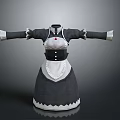 Classic Black And White Maid Outfit With Apron Ruffled Cuffs And Collar