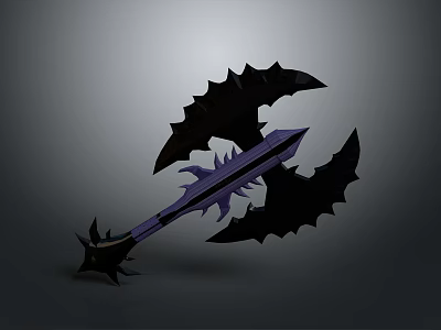 Dark Fantasy 3D Sword Featuring Bat Like Wings Purple Blade and Spikes 3d model