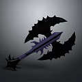 Dark Fantasy 3D Sword Featuring Bat Like Wings Purple Blade and Spikes