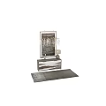 Chest of Drawers With Mountain Pattern Brown White Design Table Lamp Candles And Crystal Chandelier