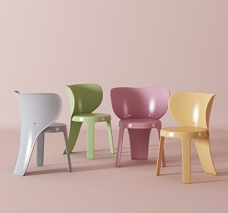 Nordic Children's Chair Color Children's Single Chair 3d model