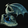 Artistic Mythical Dragon Sculpture With Spread Wings And Rock Base Design