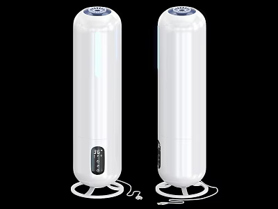 Two White Cylindrical Humidifiers Modern Design Daily Home Appliances With Digital 3d model