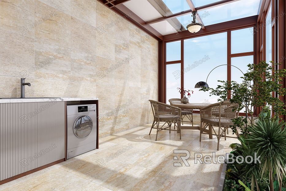 Modern Balcony Sun Room Laundry Room Terrace model