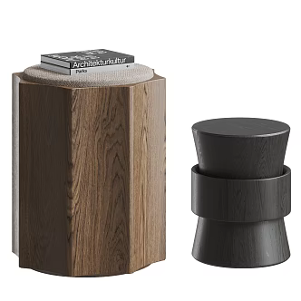 Modern stool combination side combination solid wood 3d model