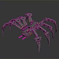 Mechanical Spider With Metallic Legs Purple Red Accents And Illuminated Robotic Body