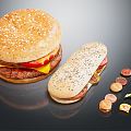 Modern Burger Hamburger Sandwich 3d model