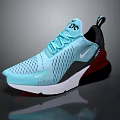Nike Light Blue Mesh Running Shoes With Black Red Accents And Lace Up Design