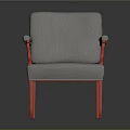Modern Stylish Chair With Gray Fabric Seat And Red Armrests Legs